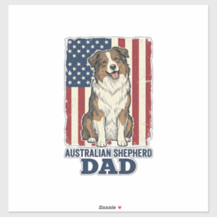 Adesivo Pai do Australian Shepherd Patriótico Vetor Vintag