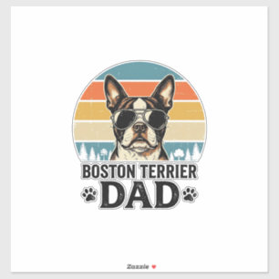 Adesivo Pai do Boston Terrier Design Vintage Amante de Cãe