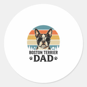 Adesivo Pai do Boston Terrier Design Vintage Amante de Cãe