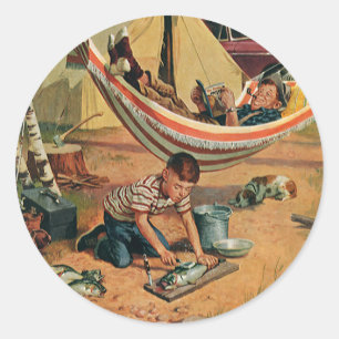 Adesivo Pai do vintage e filho que acampam, dia dos pais