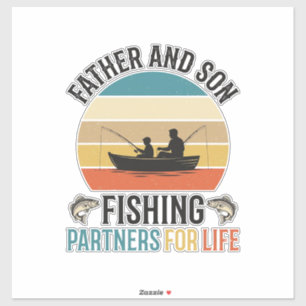 Adesivo Pai e Filho Parceiros de Pesca para a Vida Design_