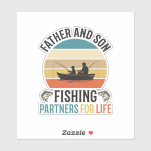 Adesivo Pai e Filho Parceiros de Pesca para a Vida Design_