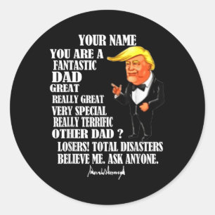 Adesivo Pai Engraçado Donald Trump Dia de os pais Dotado T