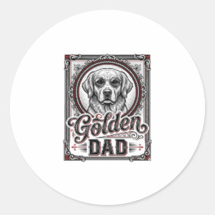 Adesivo Pai Golden Retriever Design de Gravura Vintage_1