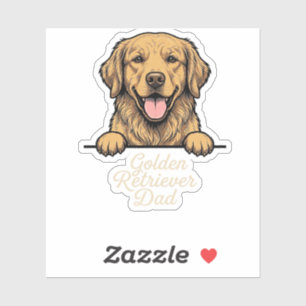 Adesivo Pai Golden Retriever Gravação Vintage