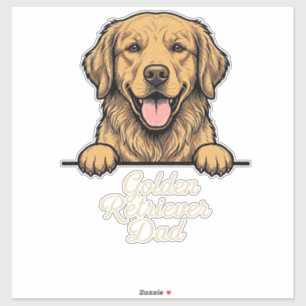Adesivo Pai Golden Retriever Gravação Vintage