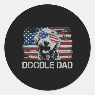 Adesivo Pai Goldendoodle Dog American Flag 4 De Julho