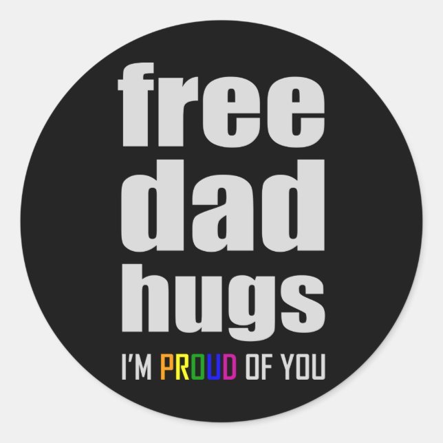 Adesivo PAI GRATUITO HUGS LGBT Pride Mês LGBTQ Bandeira Ar (Frente)