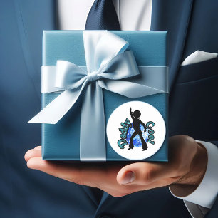 Adesivo Pai Legal Dança de Disco com Vinheta Redonda do Di