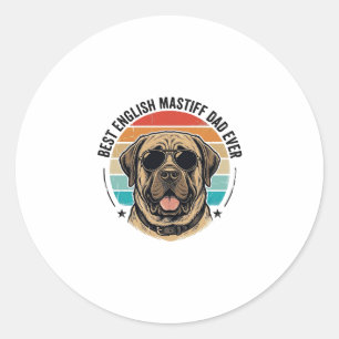 Adesivo Pai Mastiff Inglês Desenho Vetorial Vintage Sunset