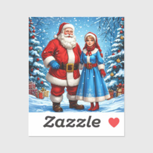 Adesivo Pai Natal e Donzela de Neve