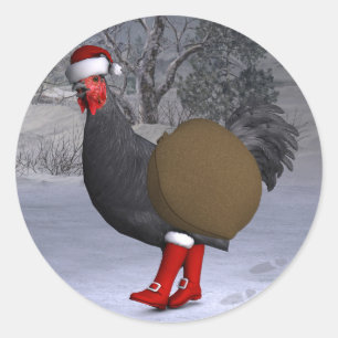 Adesivo Pai Natal Galo Preto