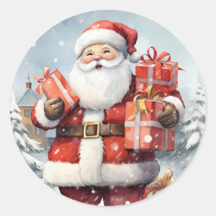 Adesivo Pai Natal Papai Noel com presentes no inverno