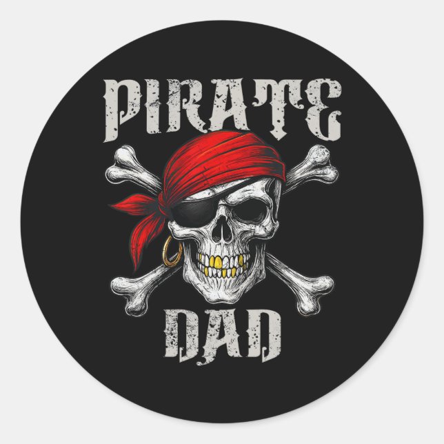 Adesivo Pai Pirata Jolly Roger Flag E Skull Crossbones H (Frente)