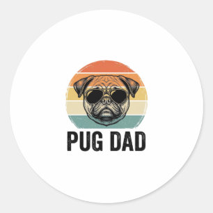 Adesivo Pai Pug Vintage Gravação Design Amante de Cães_1