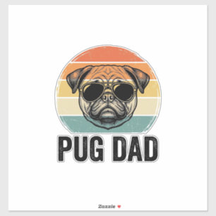 Adesivo Pai Pug Vintage Gravação Design Amante de Cães_1