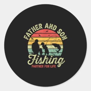 Adesivo Pai Retrô e Filho Parceiros de Pesca para a Vida P