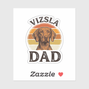 Adesivo Pai Vizsla Desenho de Cão com Gravação Vintage_1