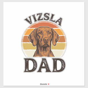 Adesivo Pai Vizsla Desenho de Cão com Gravação Vintage_1