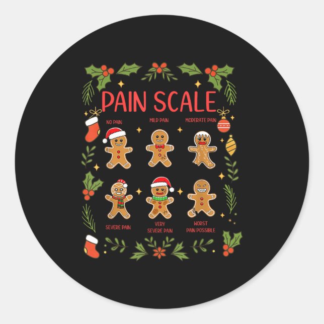 Adesivo Pain Scale Gingerbread Essment Rn Er Nurse Christm (Frente)