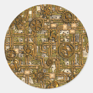 Adesivo Painel de Steampunk - engrenagens e tubulações -