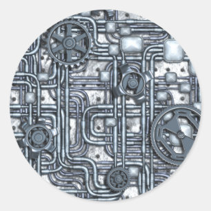Adesivo Painel de Steampunk - engrenagens e tubulações -
