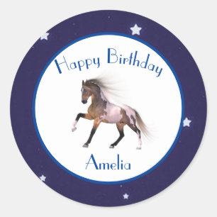Adesivo Paint Horse Happy Birthday Personalizado