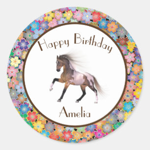 Adesivo Paint Horse Happy Birthday Personalizado