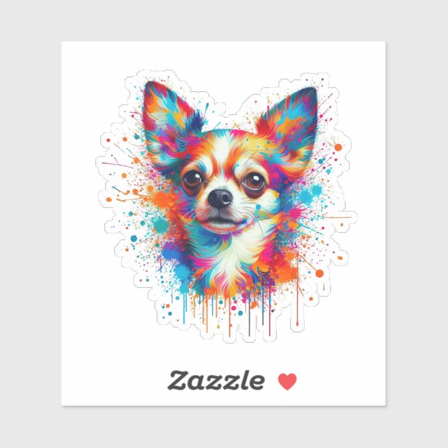 Adesivo Paint Splatter Chihuahua (Folha)