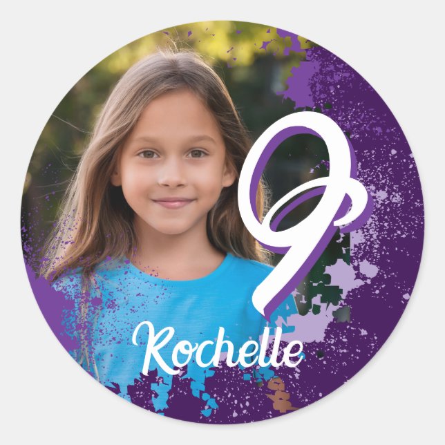 Adesivo Paint Splatter Photo Sticker - Idade 9 (Frente)