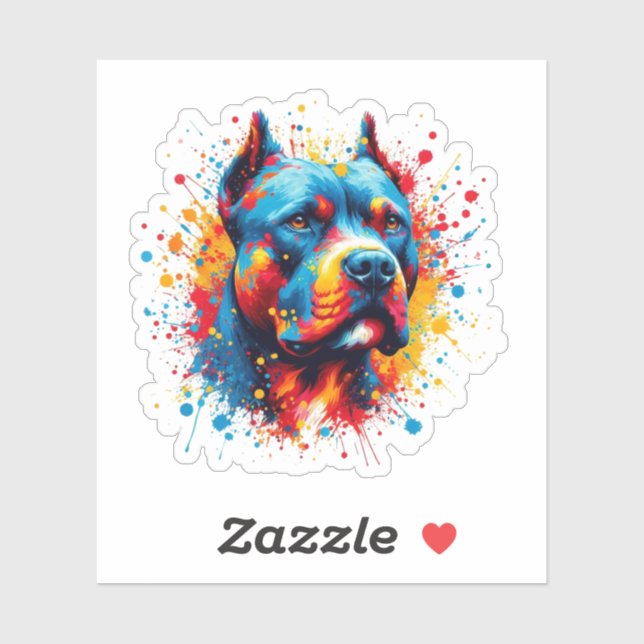 Adesivo Paint Splatter Pitbull (Folha)
