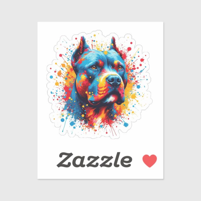 Adesivo Paint Splatter Pitbull (Folha)