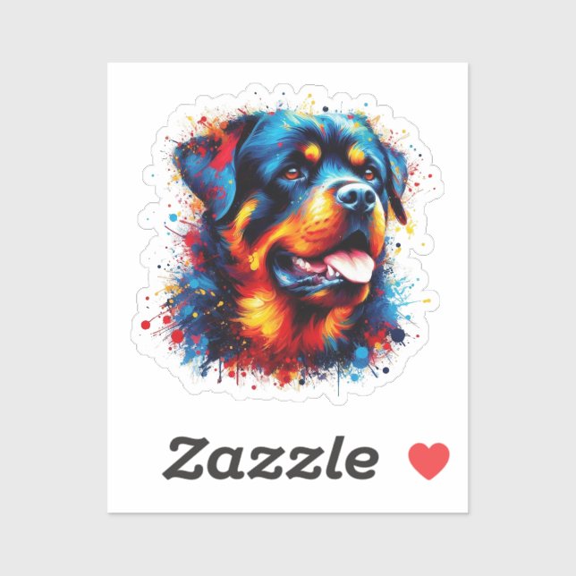 Adesivo Paint Splatter Rottweiler (Folha)