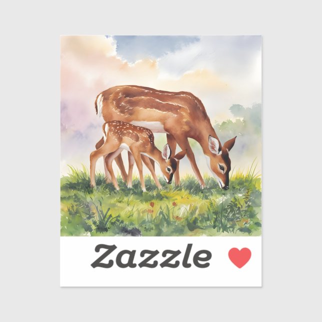 Adesivo Painted Deer Mom and Baby (Folha)