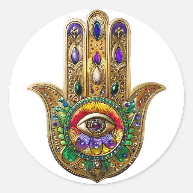 Adesivo Painted Gold Hamsa Amethyst Ruby Third Eye (Frente)