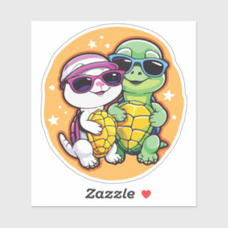 Adesivo Pair of Turtles in Love - Durable Vinyl Sticker