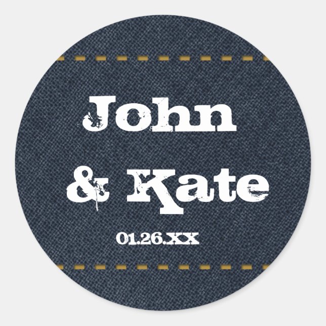 Adesivo País Denim Jean Rustic Partido Favor do Oeste (Frente)