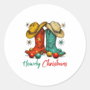 Adesivo País Divertido de Natal Western Howdy Botas de Cow