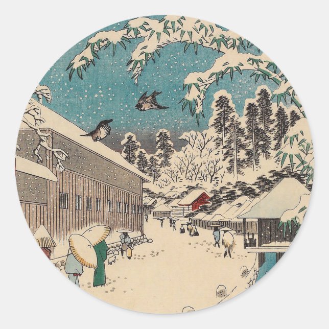 Adesivo País japão da paisagem de inverno de Hiroshige (Frente)