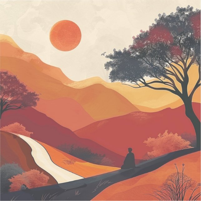 Adesivo Paisagem Boho Abstrato (19) (Frente)