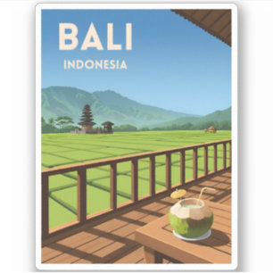 Adesivo Paisagem com Bali Viagens vintage na Indonésia