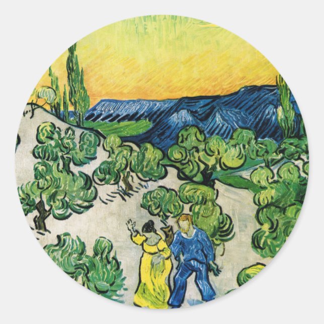 Adesivo Paisagem com Casal Caminhando de Vincent van Gogh (Frente)