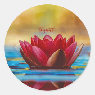 Adesivo Paisagem da Flor de Lotus Vermelha, Zen