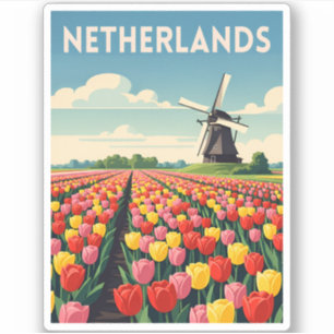 Adesivo Paisagem das Tulipas Holandesas da Viagens vintage