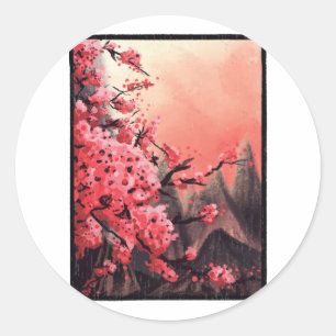 Adesivo Paisagem de flor de cerejeira