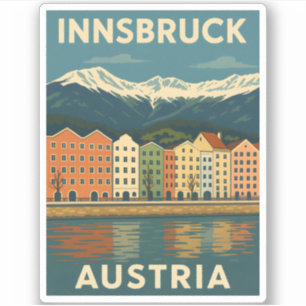 Adesivo Paisagem de Innsbruck Áustria com Viagens vintage 