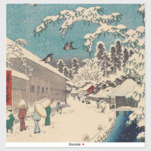Adesivo paisagem de inverno de Hiroshige japão ukiyo-e ant