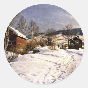 Adesivo Paisagem de inverno em Lillehammer, pintura de art