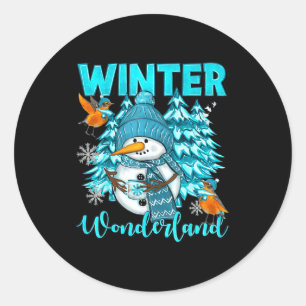 Adesivo Paisagem de Inverno Maravilhoso Homem de Neve e Fl