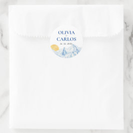 Adesivo Paisagem de Montanha de Aquarela de Esqui